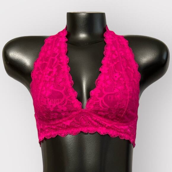 Intimately Free People NEW Pink Lace Halter Bralette Womens M Softbra Fairykei - Picture 2 of 11